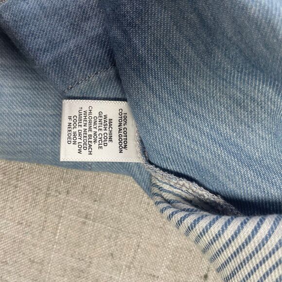 Lou & Grey Chambray Cap Sleeved Shirt Striped Cotton Women's Size Small - Picture 7 of 8